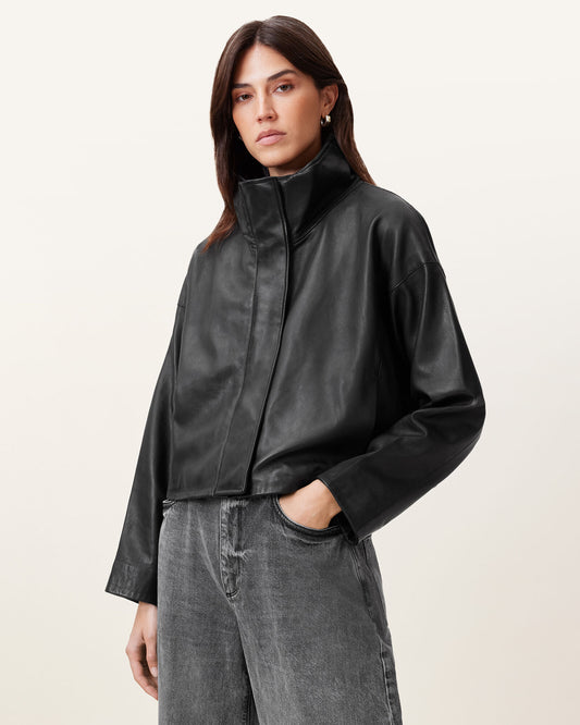 Ryder Funnel Neck Leather Jacket